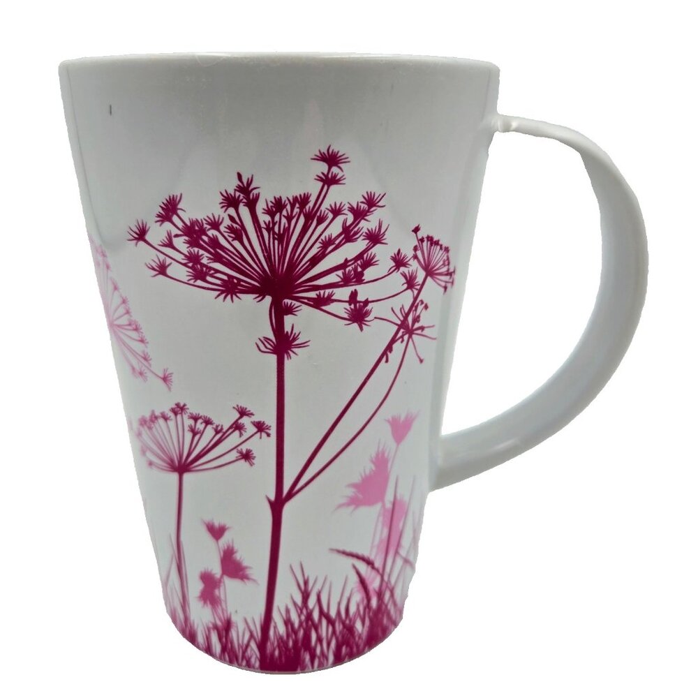 Davids Tea Mug Pink Dandelion The Perfect Mug Cup White Cracked Read
